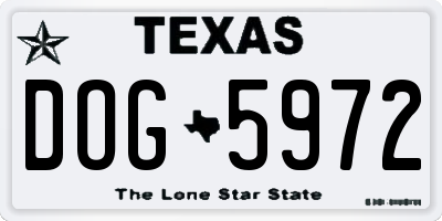 TX license plate DOG5972