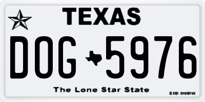 TX license plate DOG5976