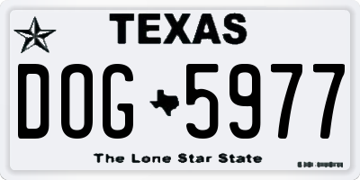 TX license plate DOG5977