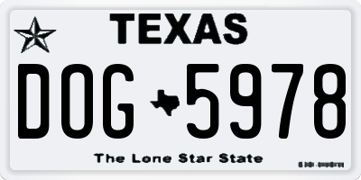 TX license plate DOG5978
