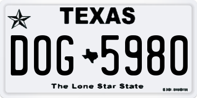 TX license plate DOG5980