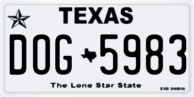 TX license plate DOG5983