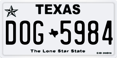 TX license plate DOG5984