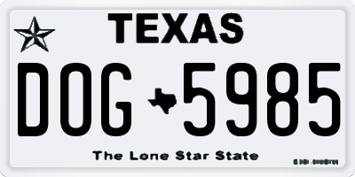 TX license plate DOG5985