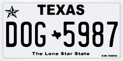 TX license plate DOG5987