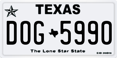 TX license plate DOG5990