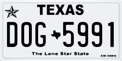 TX license plate DOG5991