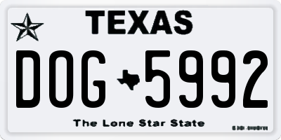 TX license plate DOG5992