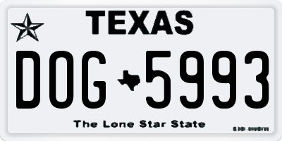 TX license plate DOG5993