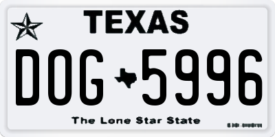 TX license plate DOG5996