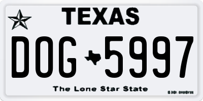 TX license plate DOG5997