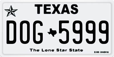 TX license plate DOG5999