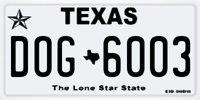 TX license plate DOG6003