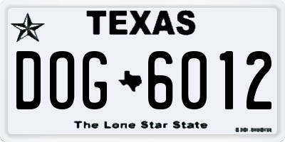 TX license plate DOG6012