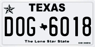 TX license plate DOG6018