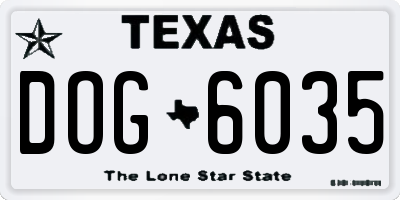 TX license plate DOG6035