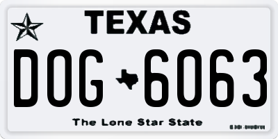 TX license plate DOG6063