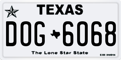 TX license plate DOG6068