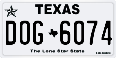 TX license plate DOG6074