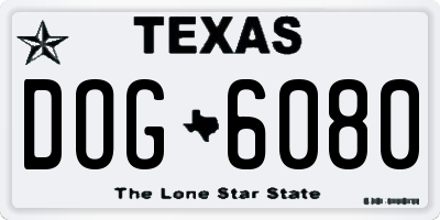 TX license plate DOG6080