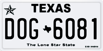 TX license plate DOG6081