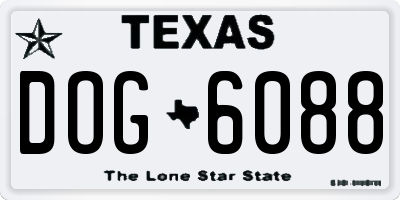 TX license plate DOG6088