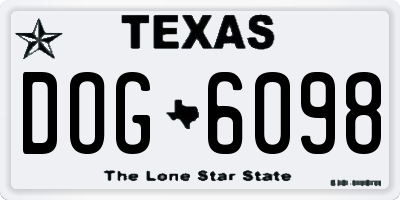 TX license plate DOG6098