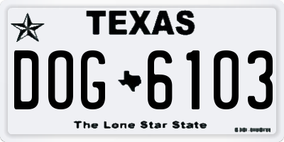 TX license plate DOG6103