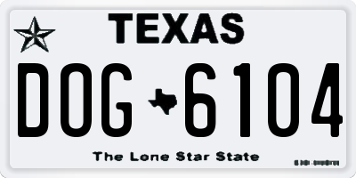 TX license plate DOG6104