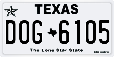 TX license plate DOG6105
