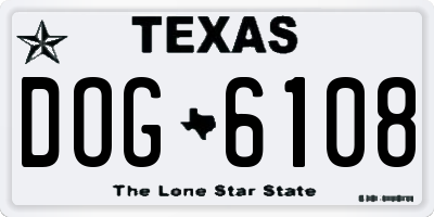 TX license plate DOG6108