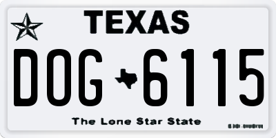 TX license plate DOG6115