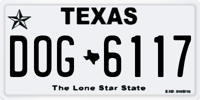 TX license plate DOG6117
