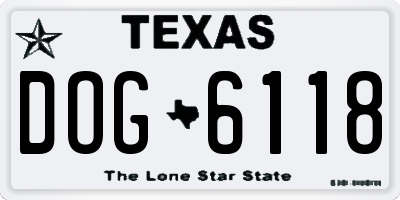 TX license plate DOG6118