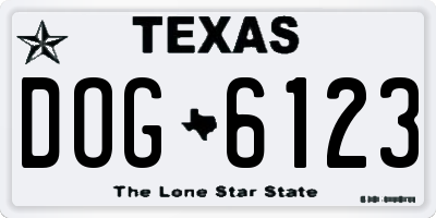 TX license plate DOG6123