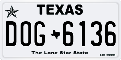 TX license plate DOG6136
