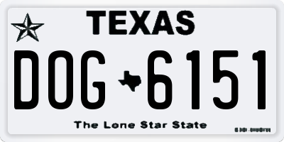 TX license plate DOG6151