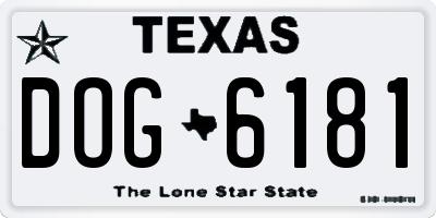 TX license plate DOG6181