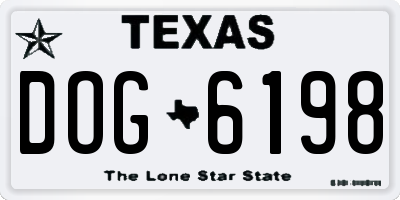 TX license plate DOG6198