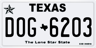 TX license plate DOG6203