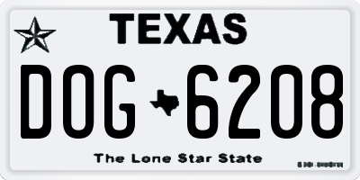 TX license plate DOG6208