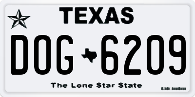 TX license plate DOG6209