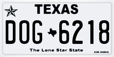 TX license plate DOG6218