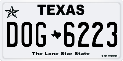 TX license plate DOG6223