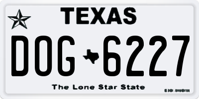 TX license plate DOG6227
