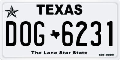 TX license plate DOG6231