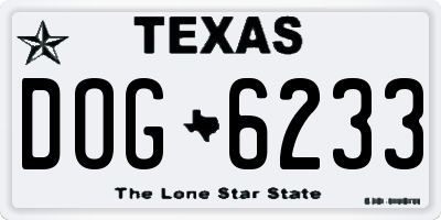TX license plate DOG6233