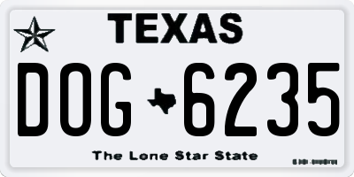 TX license plate DOG6235