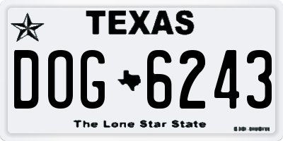 TX license plate DOG6243