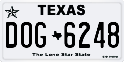 TX license plate DOG6248